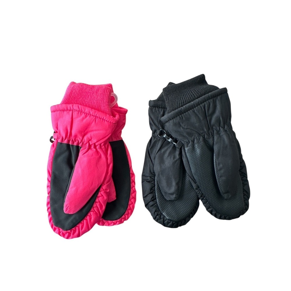 3M Thinsulate Kids Waterproof Ski Mittens Pink & Black Winter Snow Gloves NWT